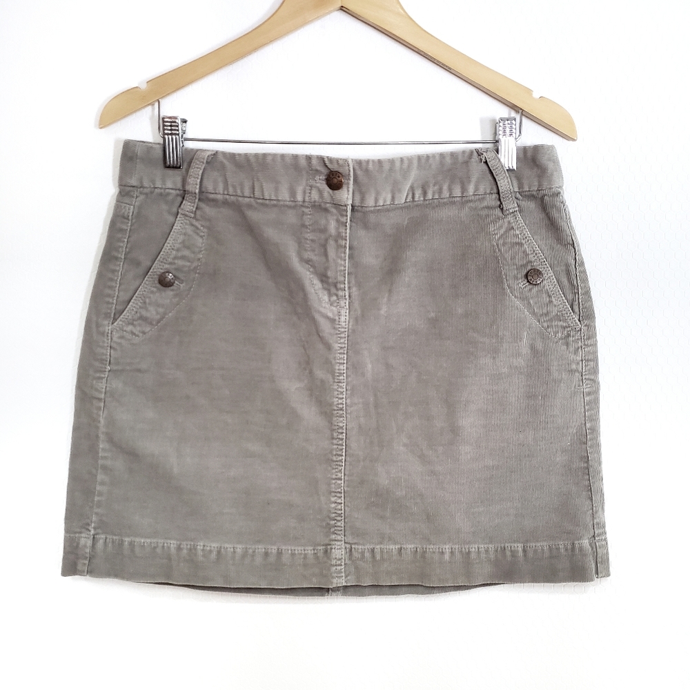 8 JCrew Corduroy Putty Gray Mini Skirt